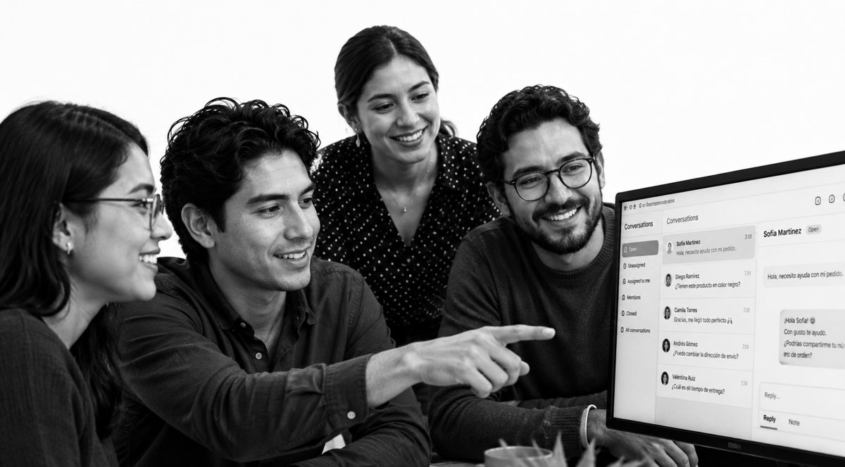 Equipo de Tiim trabajando con el CRM y los agentes de IA